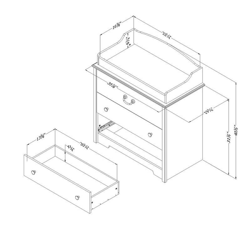 South Shore, Changing Table with Drawers - Blueberry