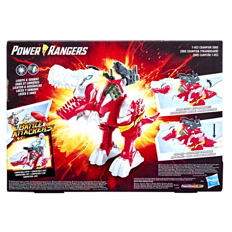 Power Rangers Battle Attackers Dino Fury T-Rex Champion Zord Electronic Action Figure