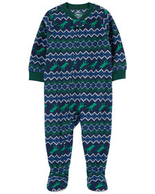 Pyjama 1 pièce à pieds en molleton à imprimé de dinosaure bleu Carter’s 12M