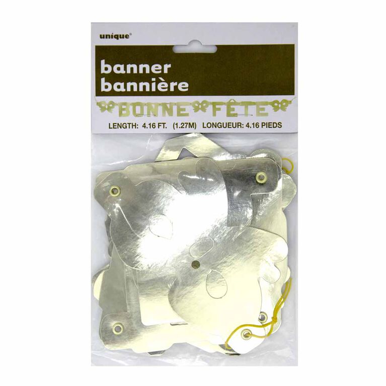 Bannière articulée "Bonne Fete" dorée - Édition française