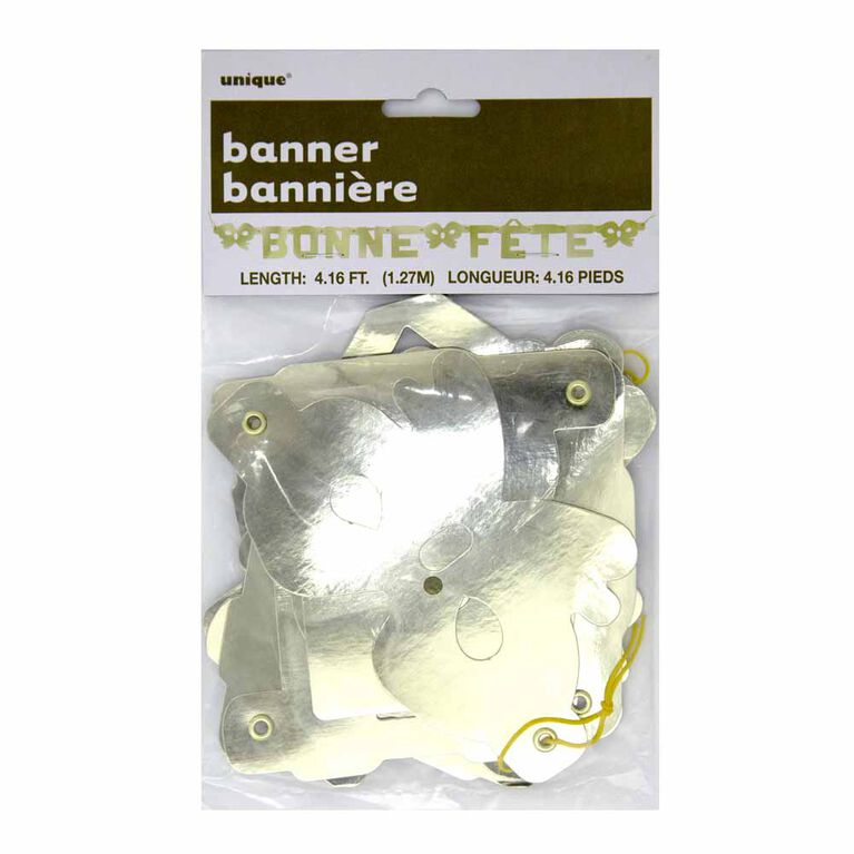 Gold Deluxe Bonne Fete Jointed Banner - French Edition