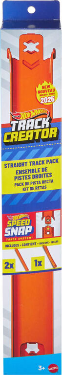 Coffret de pistes droites TrackCreator de HotWheels, 3pieds de pistes SpeedSnap et 2adaptateurs
