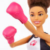 Poupée Barbie Boxeuse brunette avec tenue de boxe et gants de boxe roses