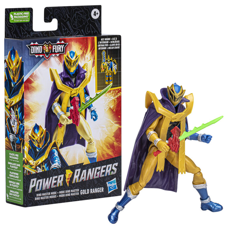Power Rangers Dino Fury Gold Ranger Dino Master Mode, 6-Inch Power Rangers Action Figures