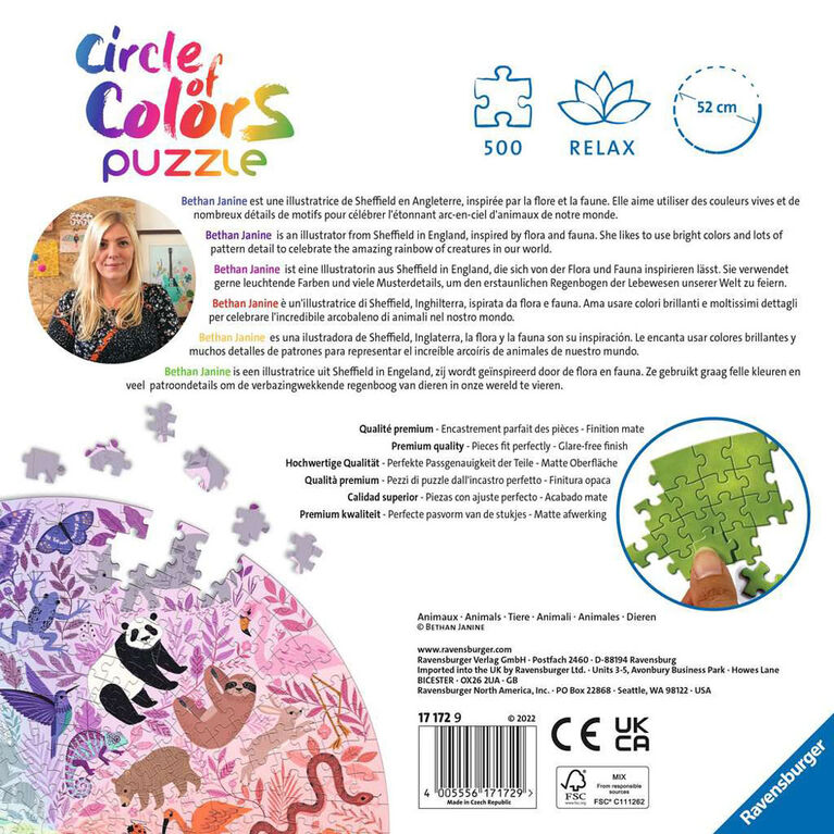 Ravensburger Circle of Colours Animals 500-Piece Jigsaw Puzzle