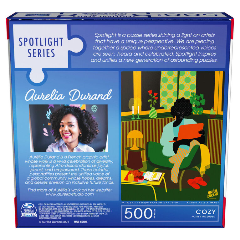 Puzzle 500 pièces, série Artist Spotlight Aurelia Durand, Cosy, par Spin Master Puzzles - Édition anglaise