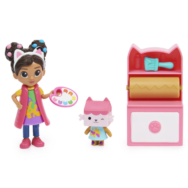 DreamWorks Gabby's Dollhouse, Art Studio Set with 2 Toy Figures, 2 Accessories, Delivery and Furniture Piece