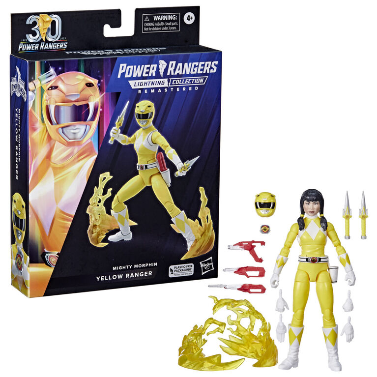 Power Rangers Lightning Collection Remastered, figurine articulée Mighty Morphin Ranger jaune de 15 cm