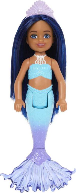 Barbie - Chelsea- Poupée Sirène, cheveux bleus et queue de sirène