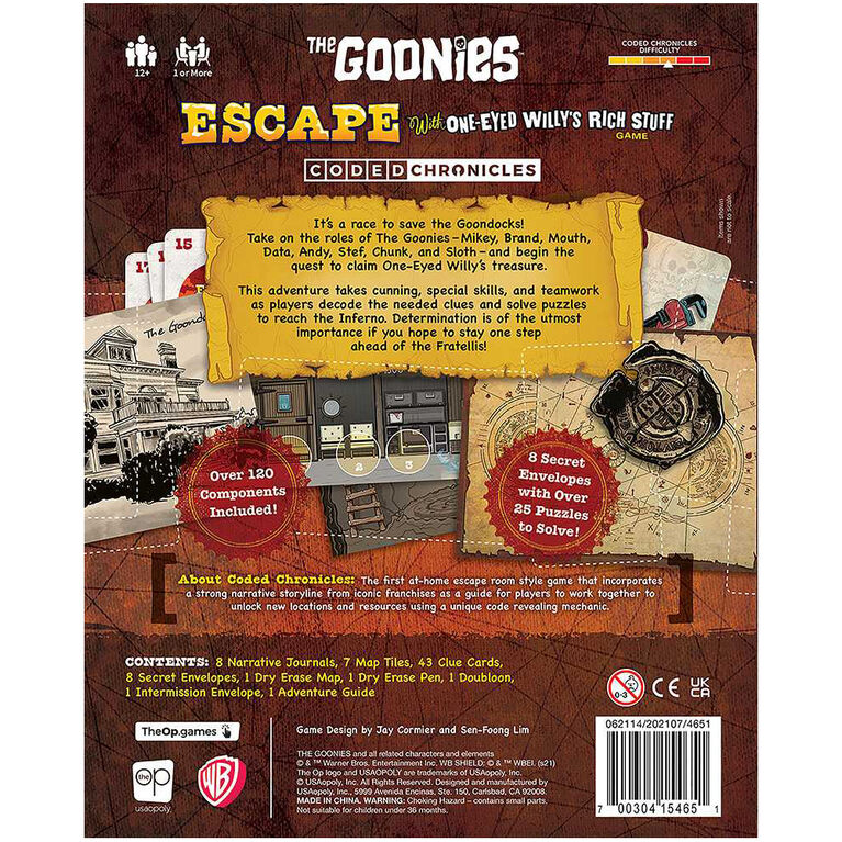 The Goonies: "Escape with One-Eyed Willy's Rich Stuff" - Un Jeu De "Coded Chronicles" - Édition anglaise