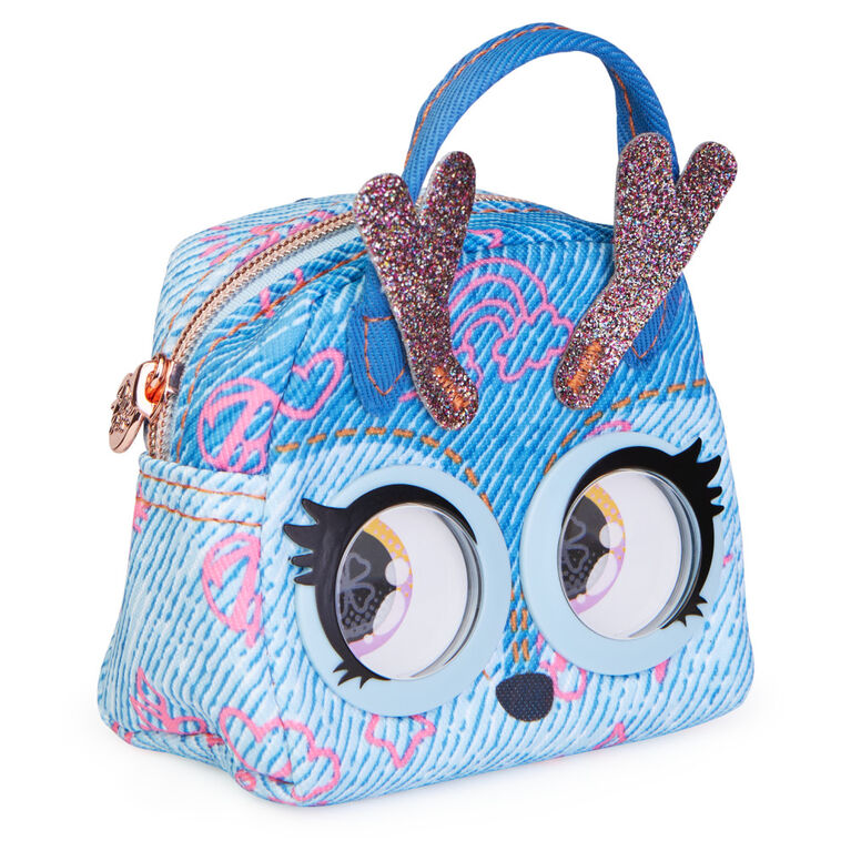 Purse Pets Micros, Denim Deerie Stylish Small Purse with Eye Roll Feature