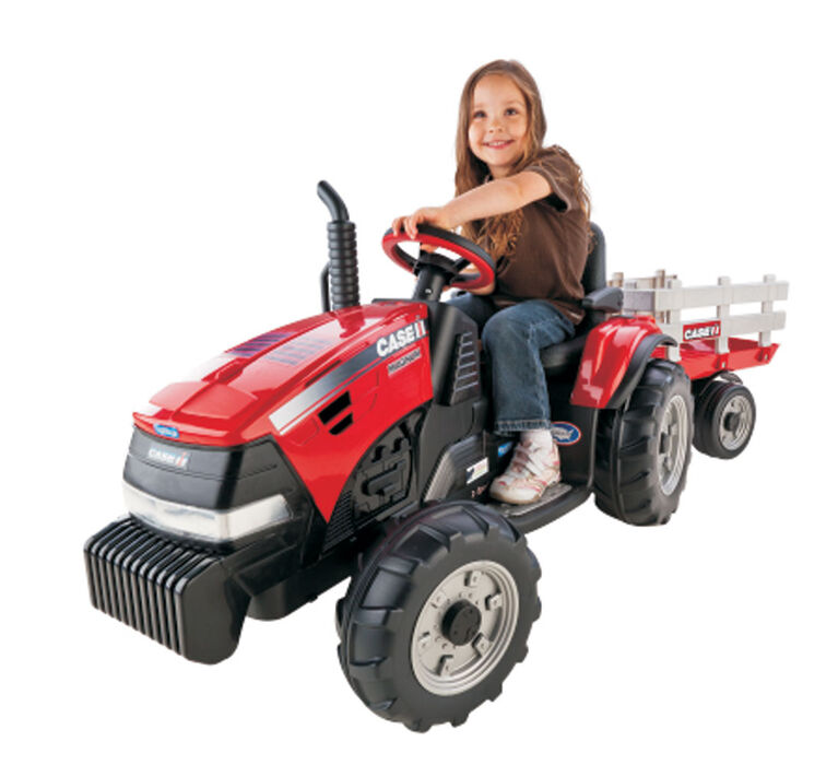 Peg Perego - Case IH Magnum Tractor Ride-On with Trailer  - Red