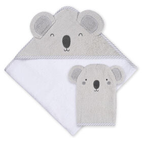 Koala Baby - Serviette à capuche et mitaine tissées ours