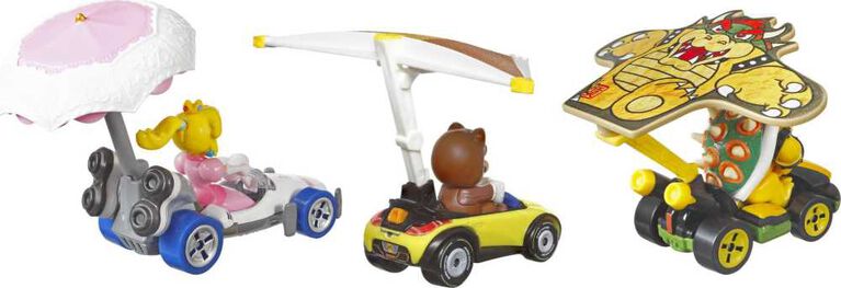 Hot Wheels - Super Mario - Véhicules personnages - Coffret de 3