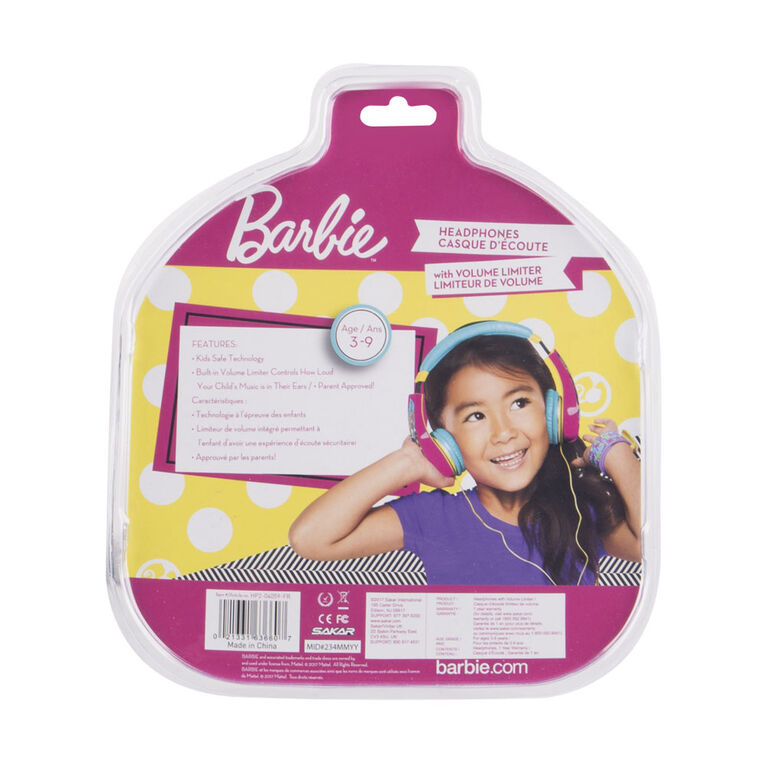 Casque d’écoute Barbie sécuritaire pour les enfants