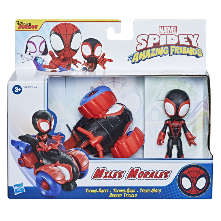 Marvel Spidey and His Amazing Friends, figurine Miles Morales avec Techno-quad