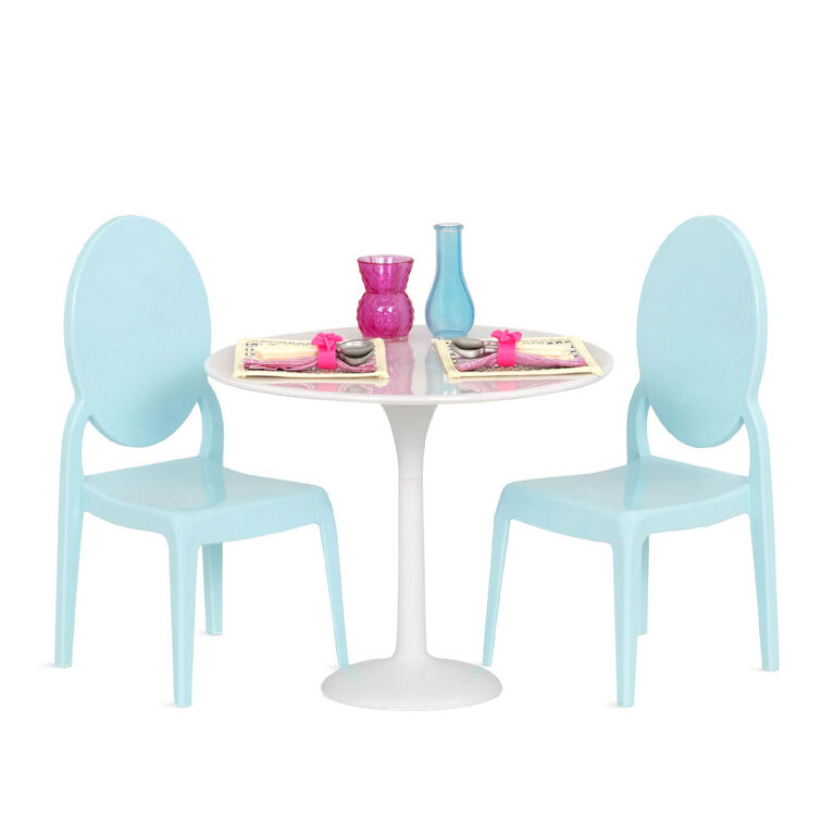 Ensemble de meubles pour poupée 46 cm, Table for Two, blanche et bleue, Our Generation