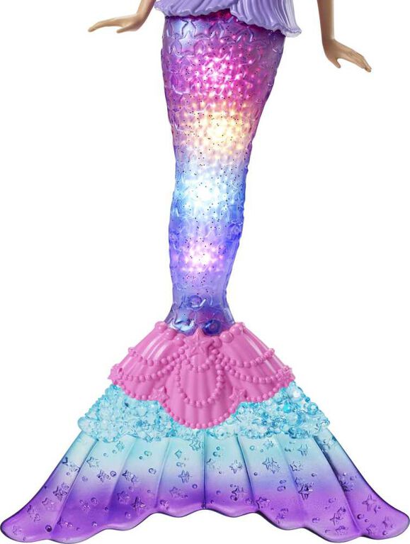 Mermaid Barbie Doll with Water-Activated Twinkle Light-Up Tail, Pink-Streaked Hair