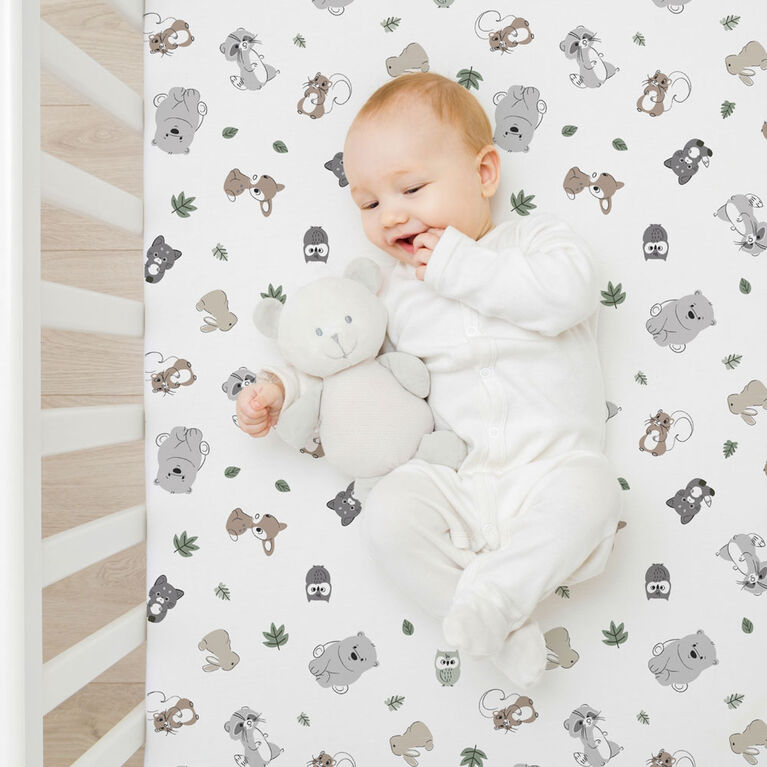 Koala Baby 2 Pack Flannel Sheet Woodland/Stripes