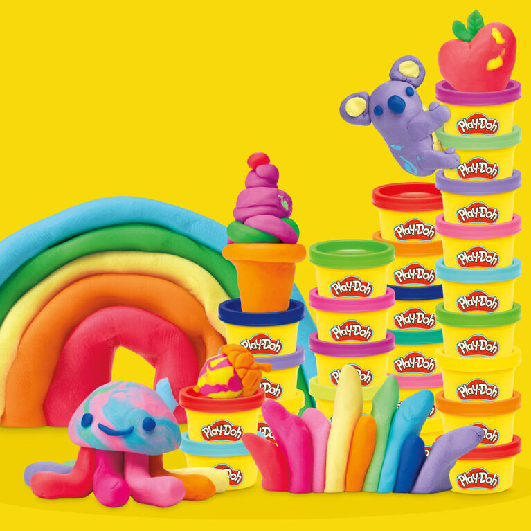 Play-Doh Pack de 50 pots arc-en-ciel, mini pots de pâte à modeler
