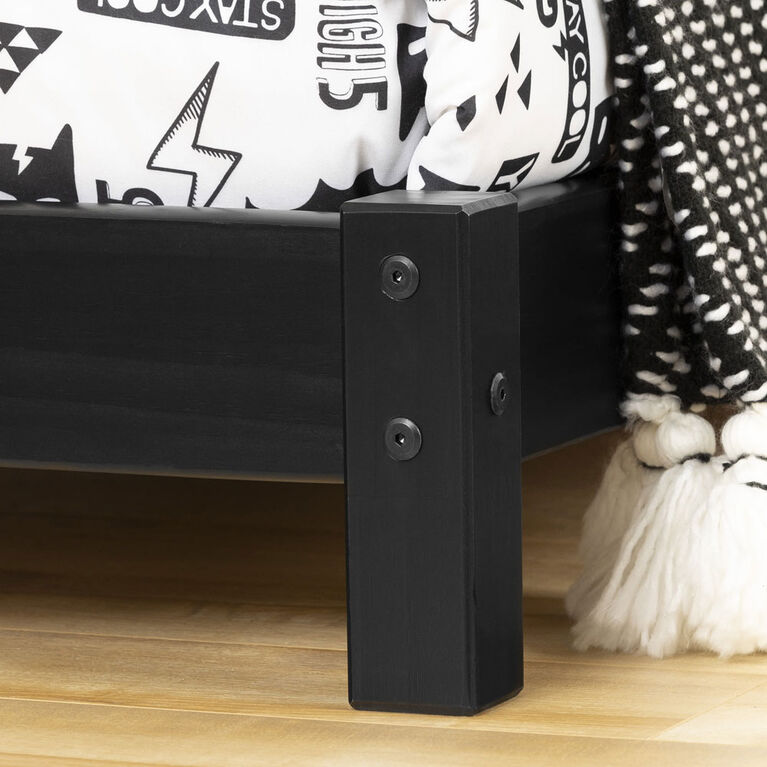 Sweedi Lit avec tête de lit maison Simple Noir mat