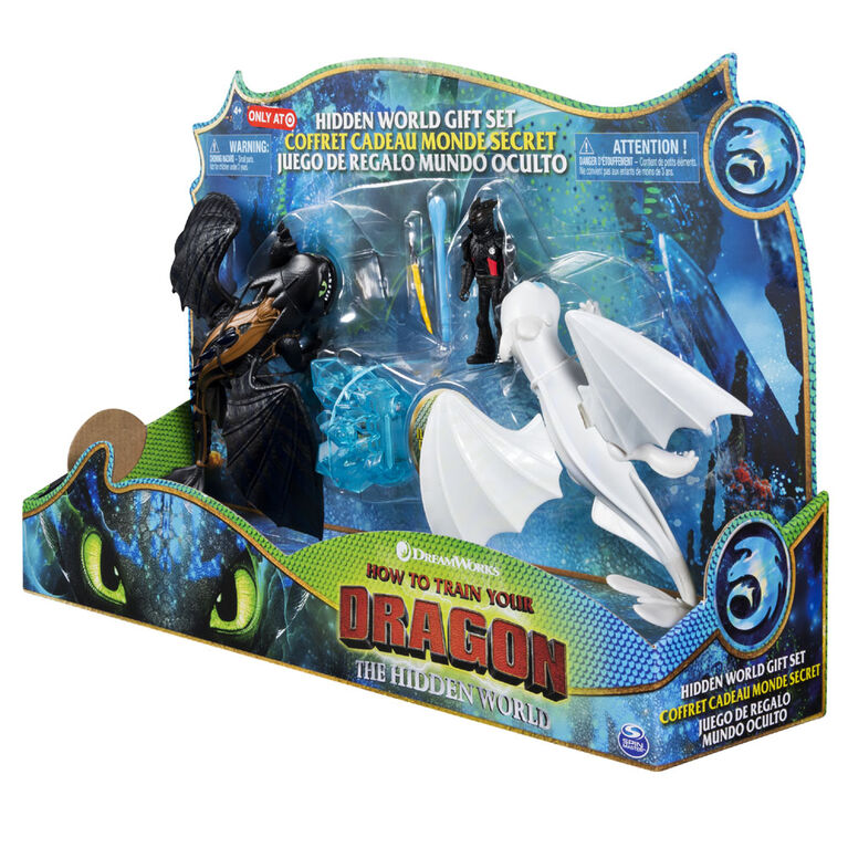 How To Train Your Dragon - Toothless and Lightfury Dragons and Viking Figure with Crystal Accessory - R Exclusive