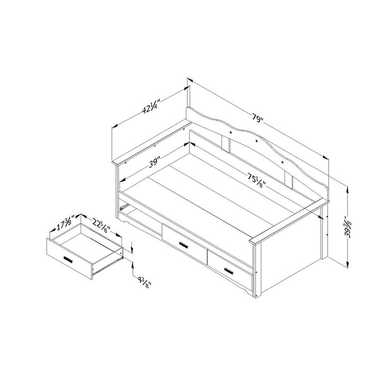 Tiara Daybed with Storage- Pure White