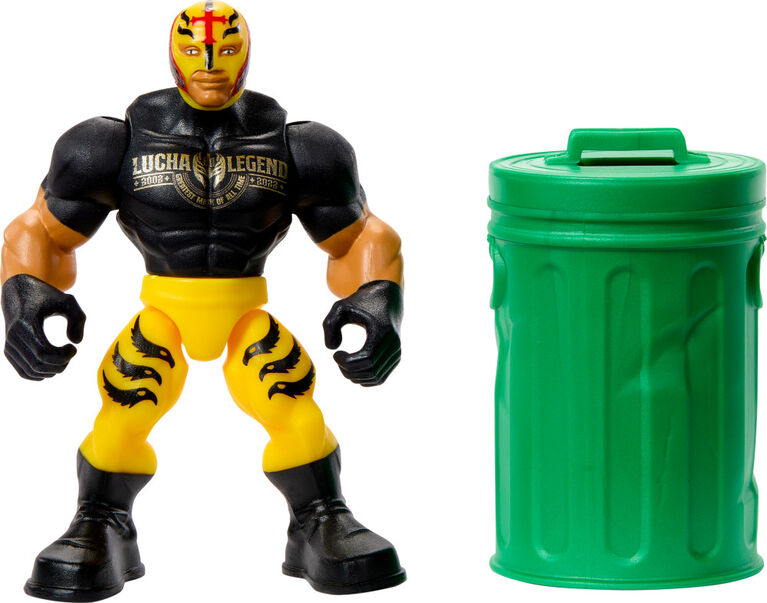 WWE Knuckle Crunchers Rey Mysterio Action Figure & Accessories, Bone-Crunching Movement, 3.25-inch