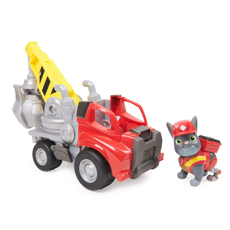 Rubble & Crew, Charger's Crane Grabber Toy Truck with Movable Parts and a Collectible Action Figure