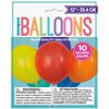 12" Latex Balloons, 10 pieces - Assorted Colours