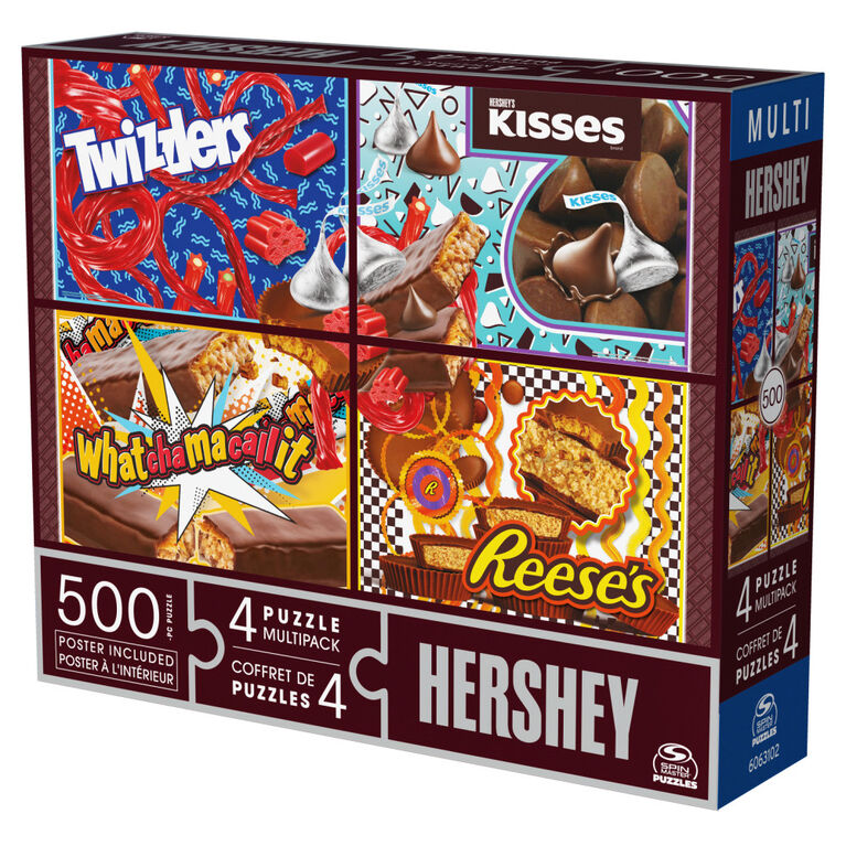Hershey, 500-Piece Jigsaw Puzzle Bundle of 4 Twizzlers Hershey's Kisses ...
