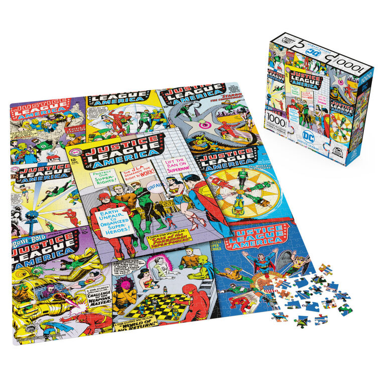 DC Comics, Justice League 1000-Piece Jigsaw Puzzle Wonder Woman Superman Comic Book Artwork with Poster Included
