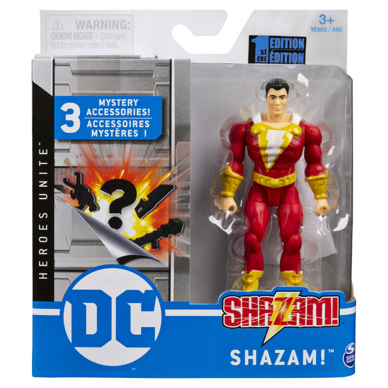 DC Comics 4-Inch Shazam! Action Figure with 3 Mystery Accessories, Adventure 1
