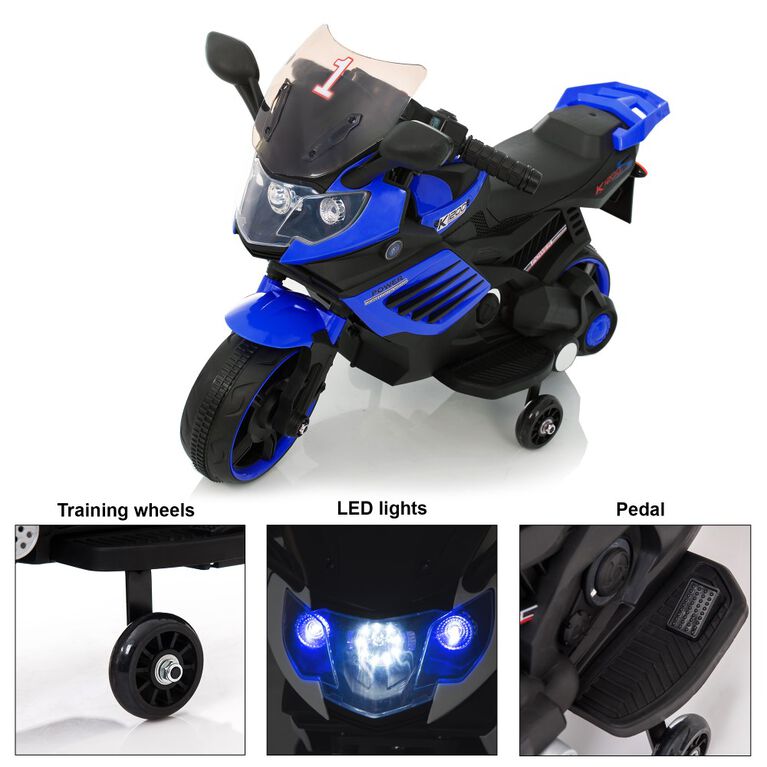 Voltz Toys Kids Motorcycle avec roue d'entraînement, bleu