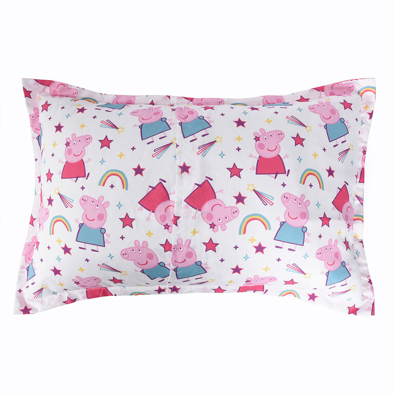 Ensemble de 4 pièces de literie Peppa Pig avec couette réversible, drap-housse, drap plat et taie d'oreiller par Nemcor