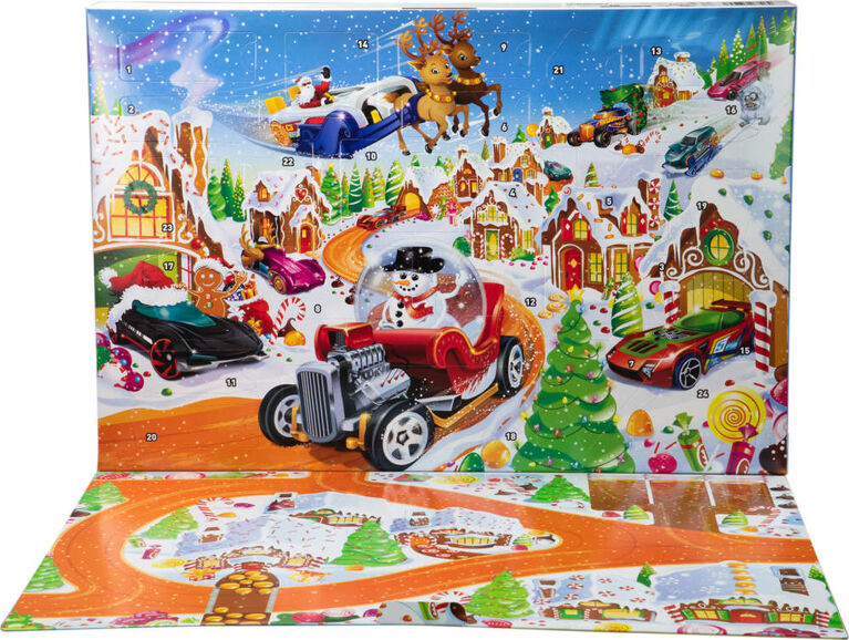 Hot Wheels-Calendrier de l'Avent2025-10véhicules et 24accessoires