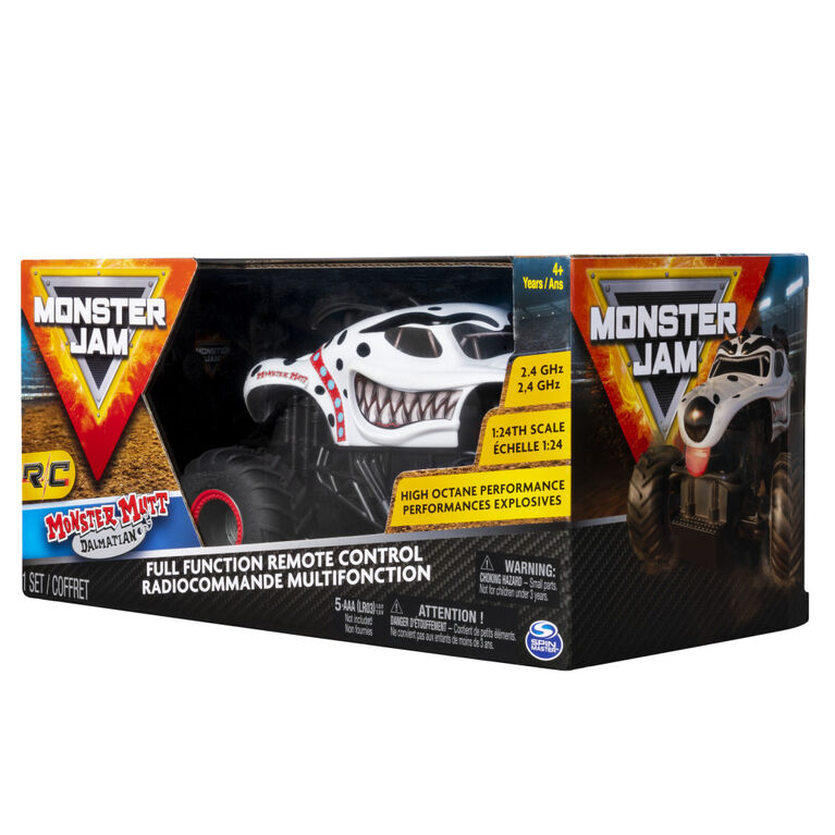Monster Jam, Official Monster Mutt Dalmatian Remote Control Monster Truck, 1:24 Scale, 2.4 GHz