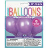 12" Latex Balloons, 8 Pieces - Lavender