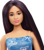Barbie Fashionistas Doll #231 in Denim Butterfly Dress with Pink Belt, Purple Hair