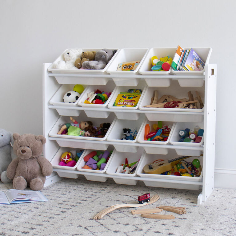 Toy Organizer with 16 Bins, White/White
