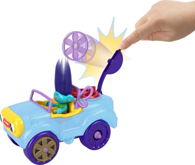 Imaginext DreamWorks Trolls Branch Figure and Buggy Toy Car with Projectile Launcher, 4 Pieces - R Exclusive