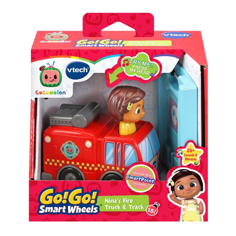 VTech CoComelon Go! Go! Smart Wheels Nina's Fire Truck and Track - English Edition