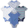 Lot de quatre maillots biologiques Onesies à manches courtes pour nouveau-né garçon – Petit Dino nouveau-né
