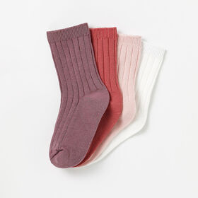 RISE Little Earthling classic ribbed crew socks pink