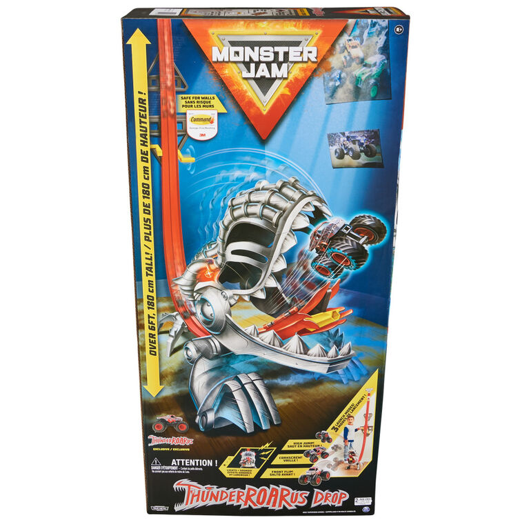 Monster Jam, Coffret ThunderROARus Drop avec monster truck exclusif, plus de 180 cm de hauteur, effets sonores et lumineux