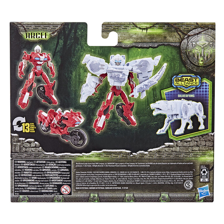 Transformers: Rise of the Beasts Movie, Beast Alliance, Beast Combiners 2-Pack Arcee Toys, 5-inch