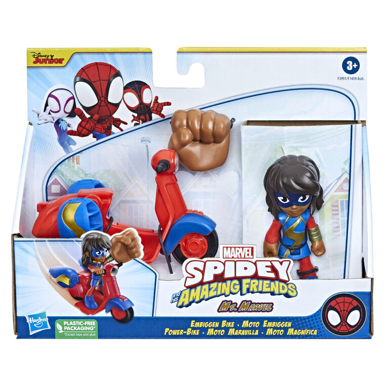 Marvel Spidey and His Amazing Friends Ms. Marvel Action Figure and Embiggen Bike Vehicle