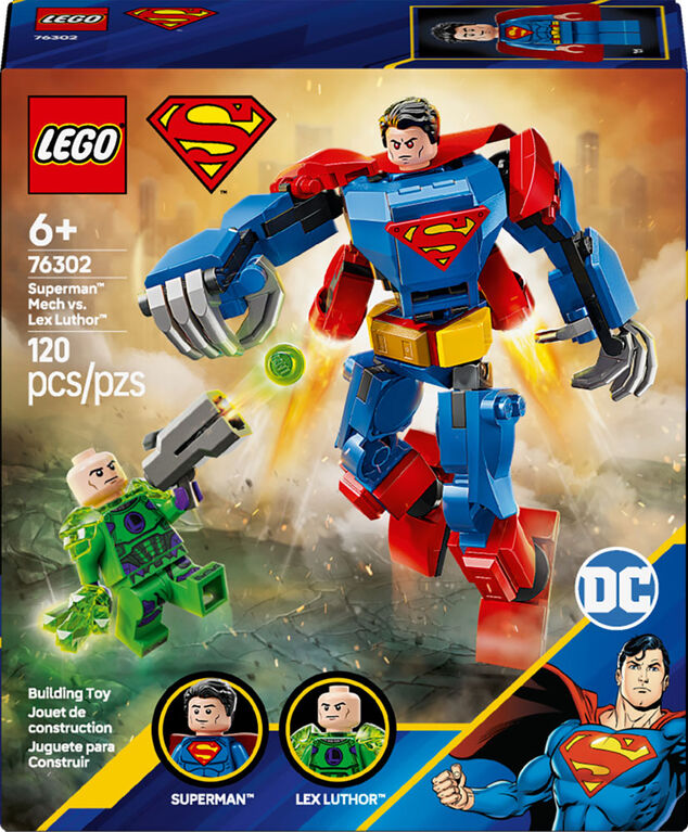 LEGO DC Superman Mech vs. Lex Luthor Building Toy - Buildable Action Figure - Superhero Gift - 76302