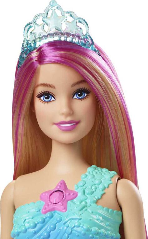 Mermaid Barbie Doll with Water-Activated Twinkle Light-Up Tail, Pink-Streaked Hair