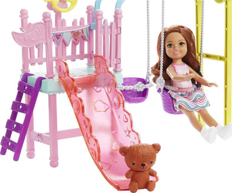 Barbie Club Chelsea Doll and Swing Set Playset with Teddy Bear Figure
